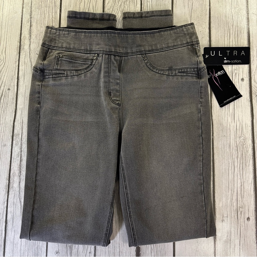 Multiples Slim-Sation Women’s XS x 27 Pull On Ankle Jeans Ultra Denim Gray NWT.